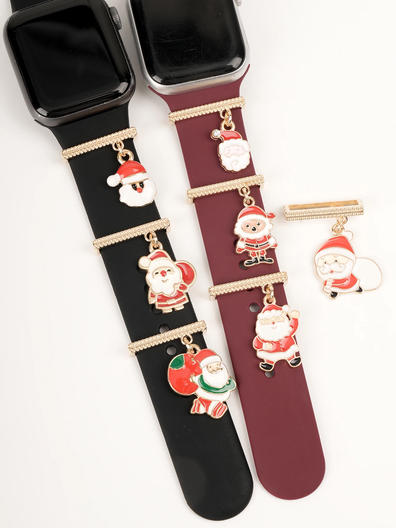 1pc Santa Claus Pendant WatchBand Charm Decoration Ring Fit Apple Watch Band &  Galaxy Watch Bands Accessories Christmas Gift