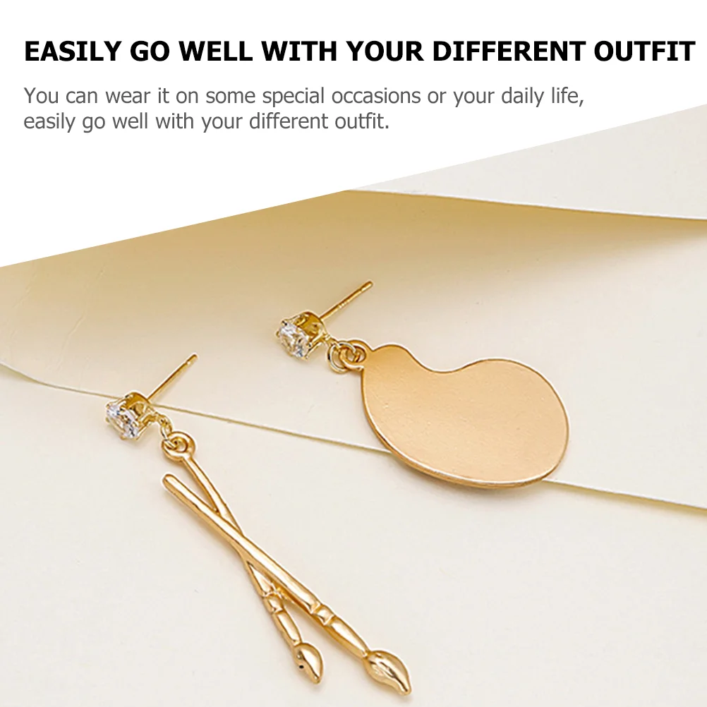 Earrings Exaggerated Personality and Irregular While Married Student Artist Brush Dangle Miss Chain Decoration