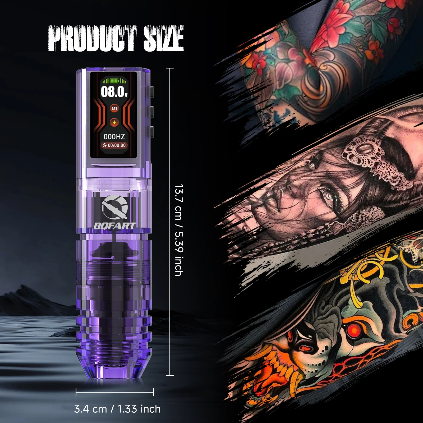 DQFART Wireless Tattoo Pen Tattoo Kit 6 Hours Battery Life Tattoo Machine for Pro Body Artist Tattoo Supplies Tattoo Accessories