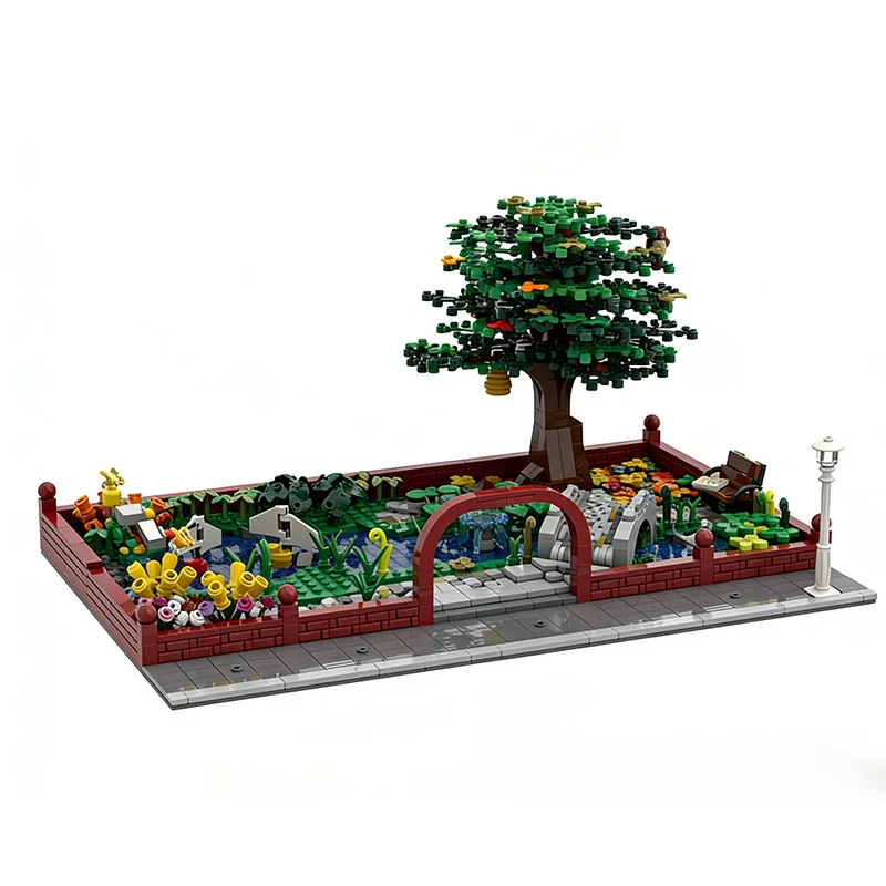 1859 PCS Modular Building City Green - Central Park & Pond MOC Customize Modular Building Block Model DIY Boys Festival Toy Gift