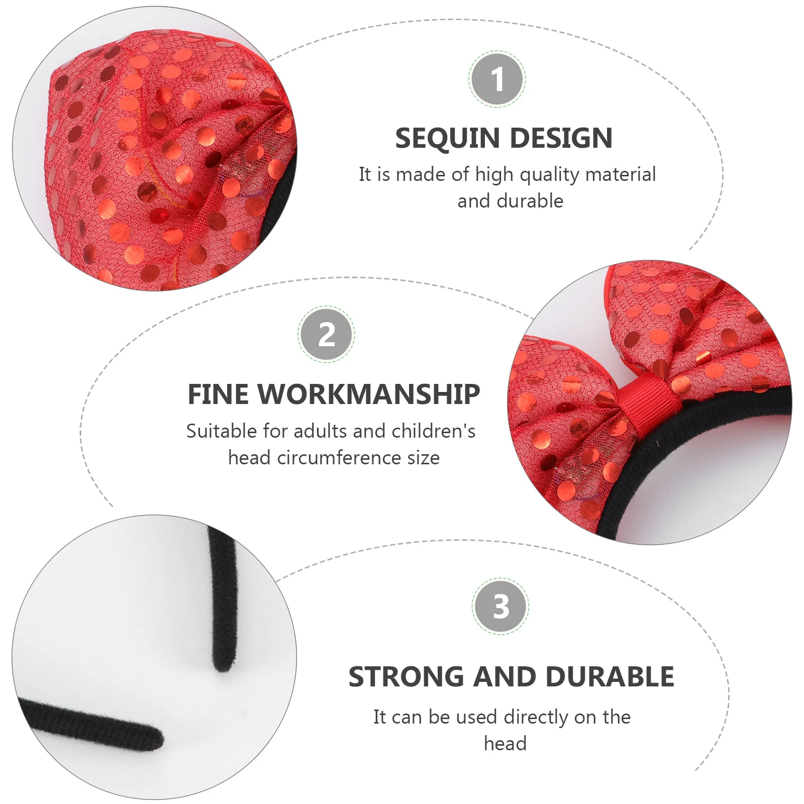 

3Pcs Christmas Bow Hair Hoop Shiny Sequin Headband Beautiful Xmas Hair Accessory Festive Headwear Christmas Headwear