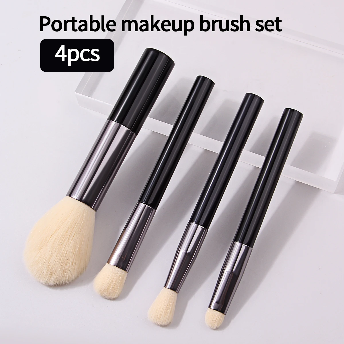 4-delige zachte mini-make-upborstelset, losse poederborstel, blushborstel, concealerborstel, professionele schoonheidstools voor beginners