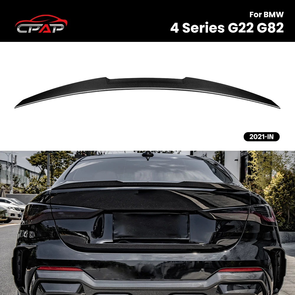 

Настоящее сухое углеродное волокно, задняя крышка, спойлер, крыло багажника, крыло багажника на крышу автомобиля, крыло для BMW 4 серии G22 G82 M4 Style 2021-IN