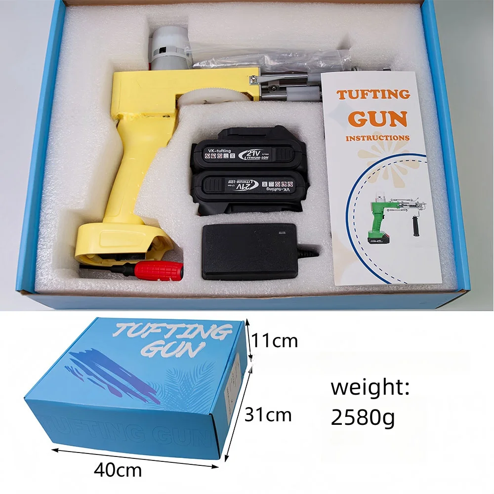 Nova pistola de tufos com bateria de lítio sem fio, pistola elétrica de carpetes, arma de tecelagem de carpetes, arma de tufos 2 em 1 de veludo para corte e laço