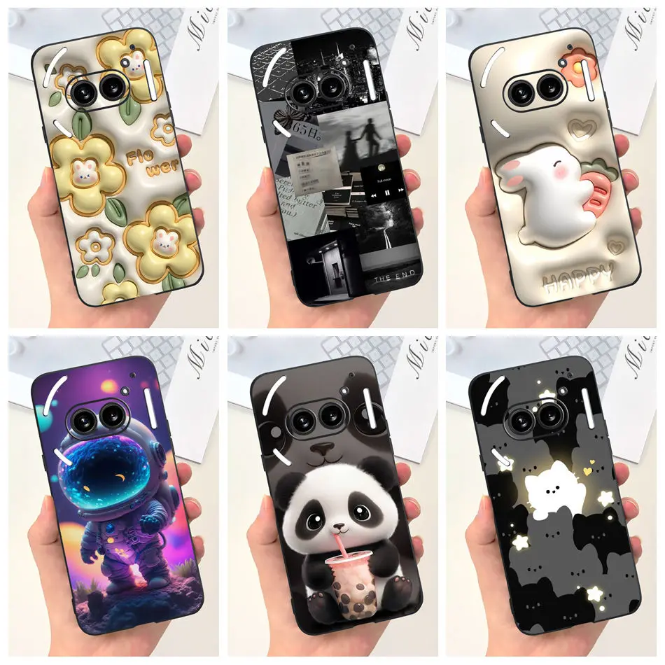 For Nothing Phone (2a) Cute Panda Rabbit Cartoon Case For Nothing Phone 2a Plus Phone2a Black Silicone Soft Phone Cases