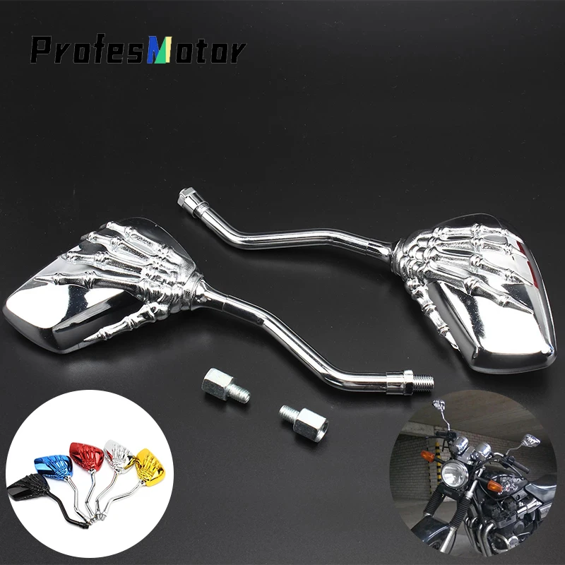 1 Pair Universal Motorcycle Skull Hand Rearveiw Mirrors For Honda Suzuki Kawasaki /Shadow Spirit VT750 VT1100 VL 700 750 800