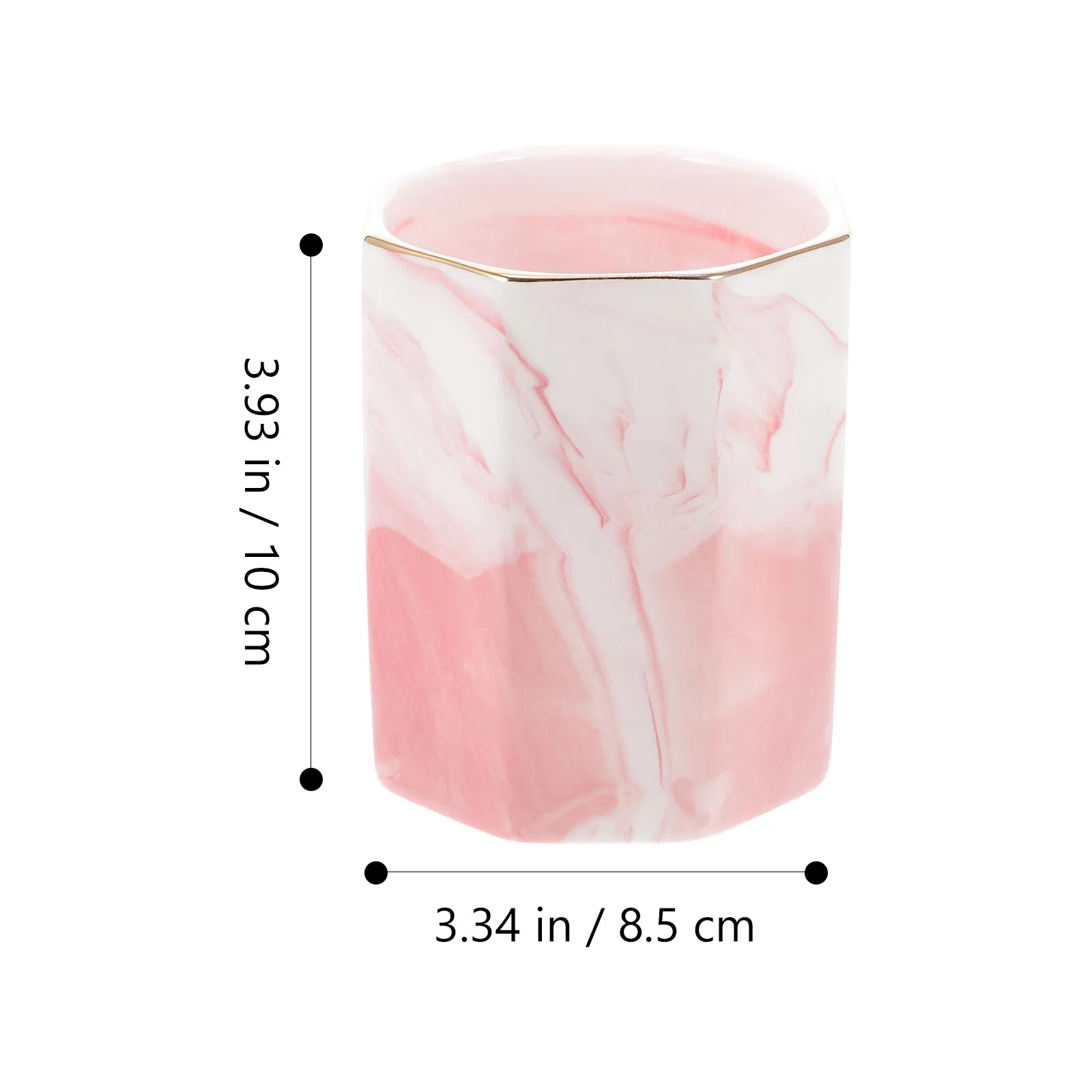 Smooth Polished Marble Pencil Holder Geometric Hexagon Desktop Organizer for Pens Makeup Brushes Pencils Toothbrushes Desk