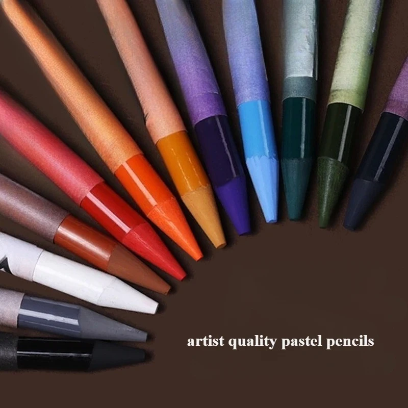 Crayons Pastel sans bois, 24 couleurs, 7mm, noyau de qualité artiste, craie, charbon de bois, grande mélange et superposition, croquis dans l'étui