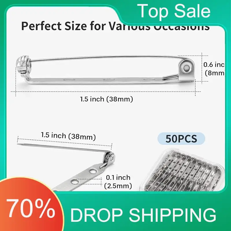 ^Arrival -Clasp Brooch Pin Backs:50Pcs 1.5 Inch Badge-Pin Attachments Easy To Use With Lock Included For Crafts