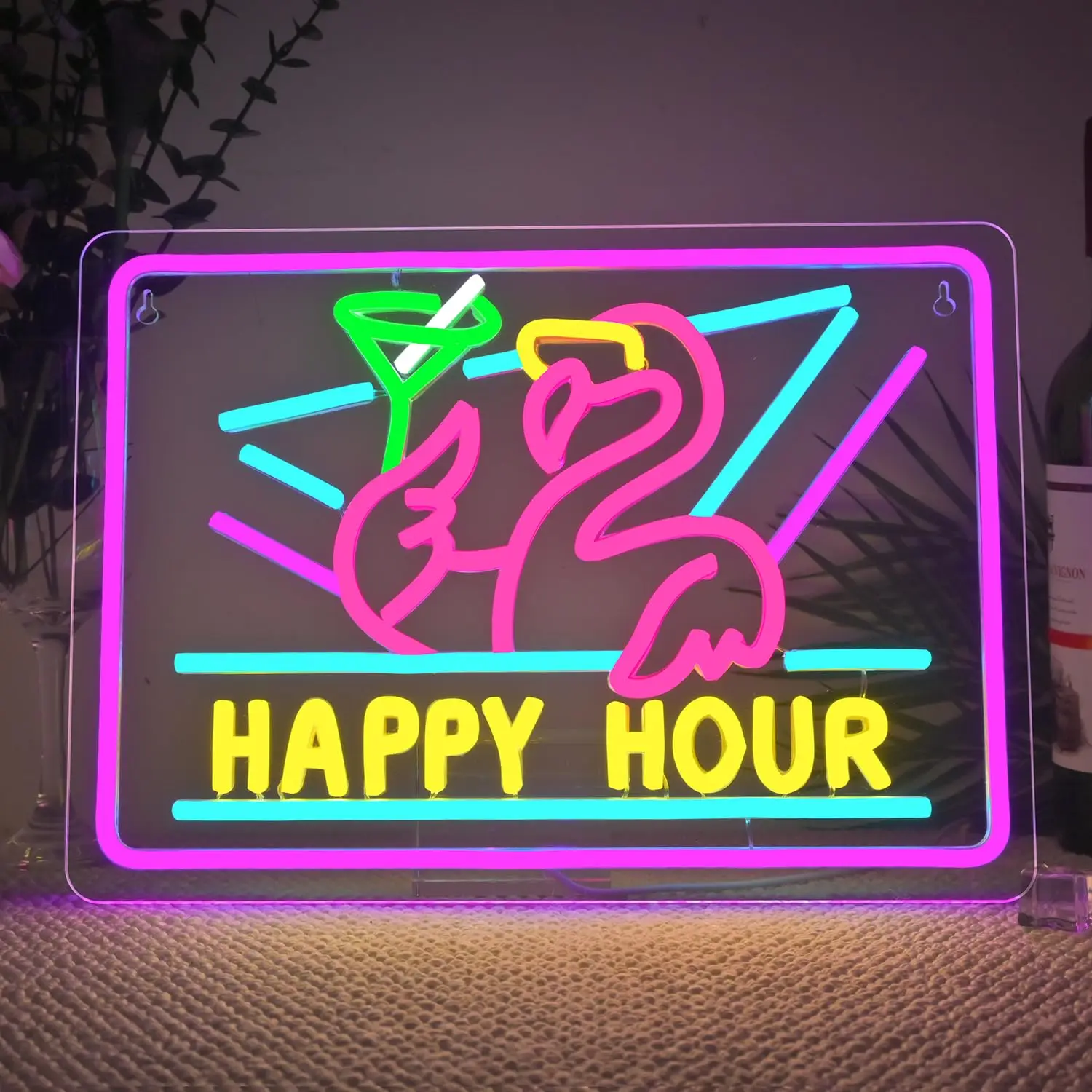 

Happy Hour Bar Neon Sign Light Up for Wall Decor Led Business Bedroom Game Room Club Party Man Cave Decoration