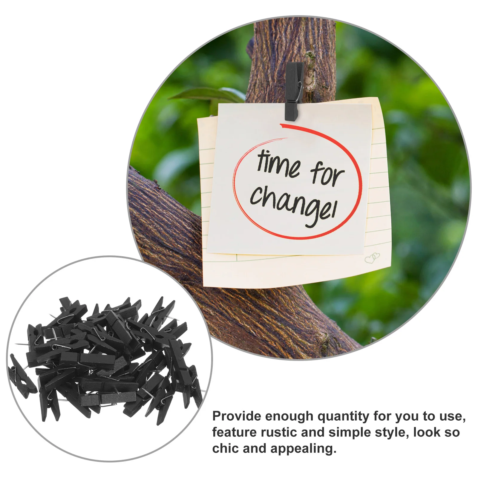 

50Pcs Pushpin Tacks with Wooden Clips Easy Use No Tools Required Photo Display Clips for Travel Pictures Maps Memo Boards Craft