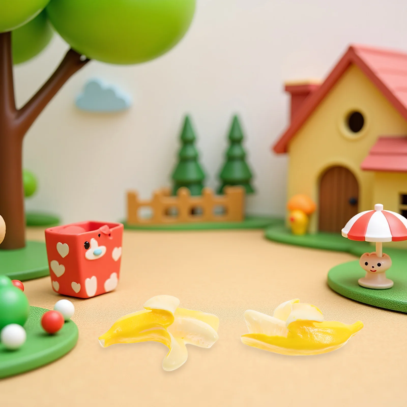 

100Pcs Resin Artificial Mini Bananas Realistic Bright Yellow Fruit Props for Dollhouse Desktop Decoration Mini Bananas