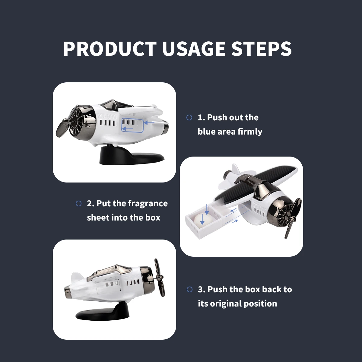1x الطاقة الشمسية بالطاقة المقاتلة تصميم طائرة سيارة زخرفة الدورية المروحة السيارات الديكور الداخلي نموذج طائرة تعمل بالطاقة الشمسية