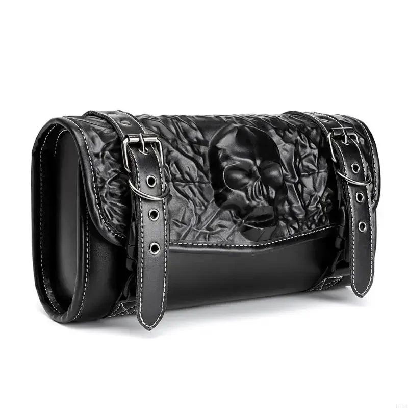 PU Motorcycle Storage Bag Organizers with Quick Release Buckles Punk Aesthetic Spacious Interior For Tools And Essential X37F