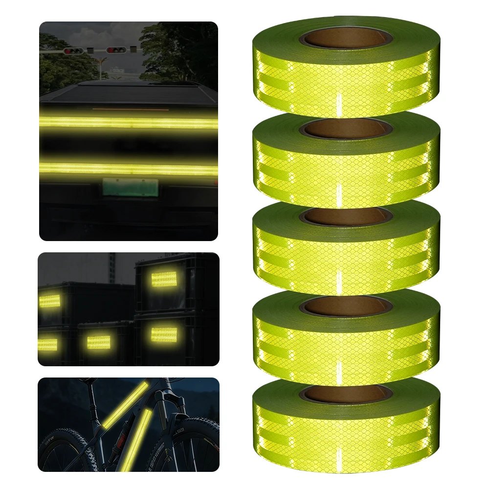 5cm*1/3/5M PET Truck Reflective Tapes Fluorescent Green High reflection Safety Caution Road Warning Reflectors Film For Vehicle