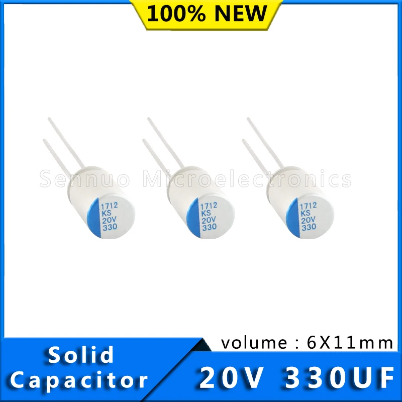 10pcs 20V330UF 6X11 330UF 20V Solid Aluminum Electrolytic Capacitor for Computer Mainboard Video Card/Graphics Card