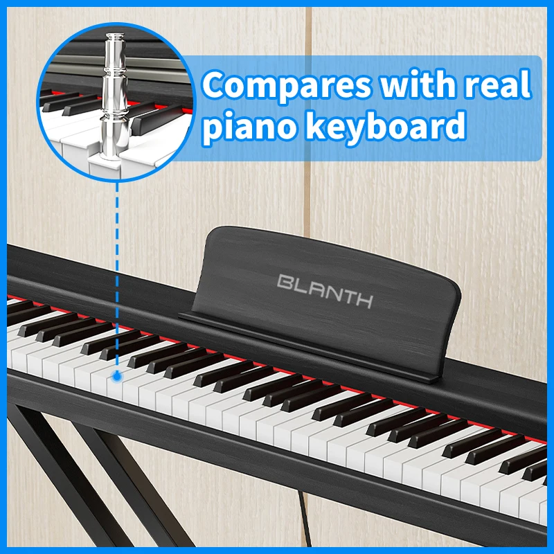 Portable Digital Piano Keyboard 88-Key Digital Piano 128 Tones & 128-Note Polyphony HIFI 3D Stereo Speakers USB/MIDI view 3