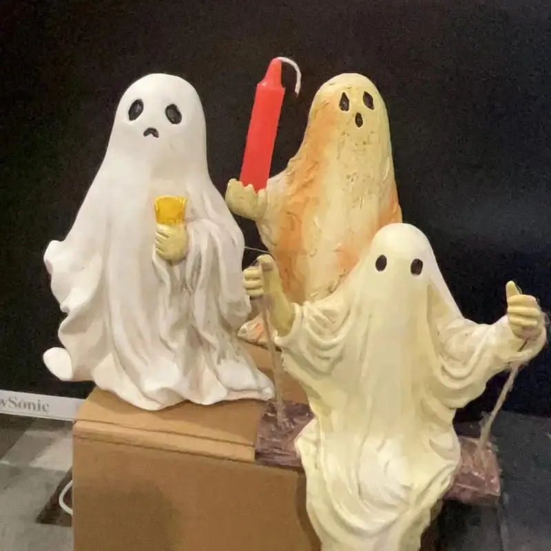 

Ghost Statue Small Scary Ghost Figurines Halloween Ghost Sculpture Spooky Home Decorations Statue Shelf Centerpieces Figurine