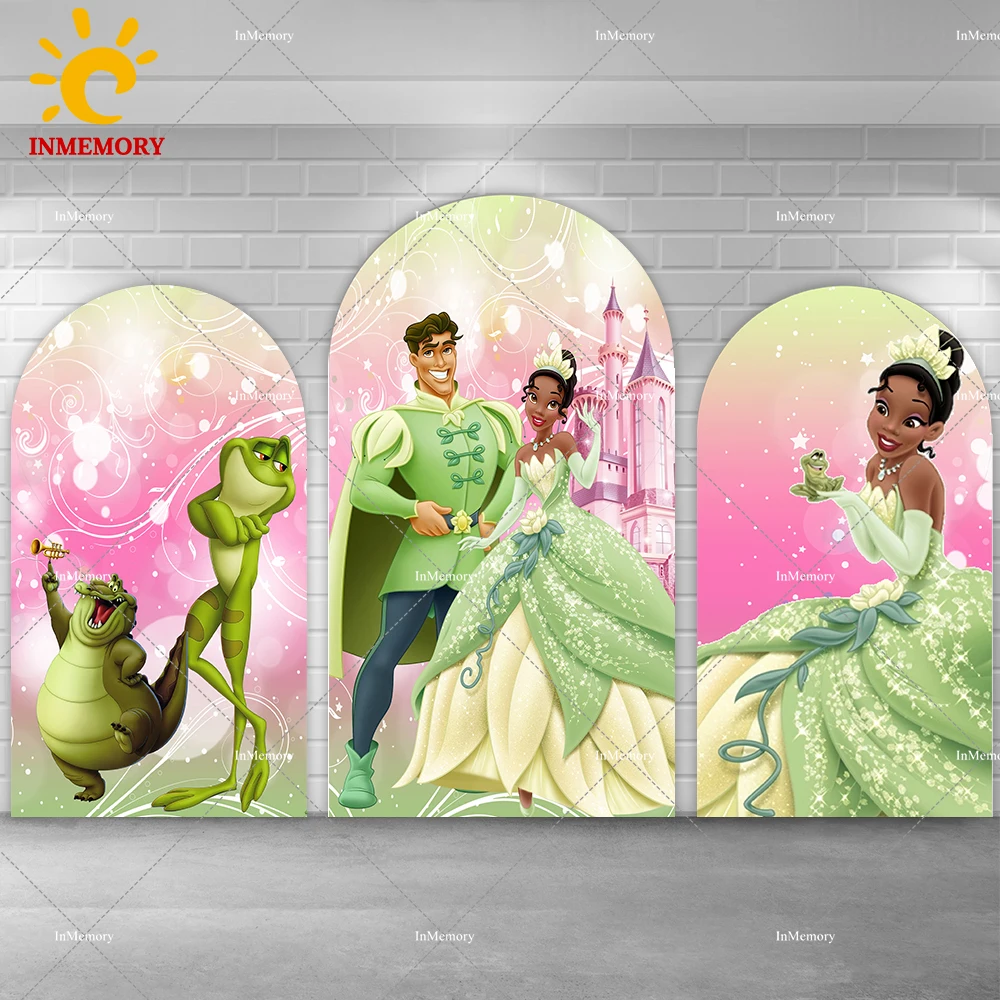 Princess Tiana and the Frog theme Girl Birthday Arched Chiara Backdrops Doubleside Elastic Cover Baby Shower Photo Background