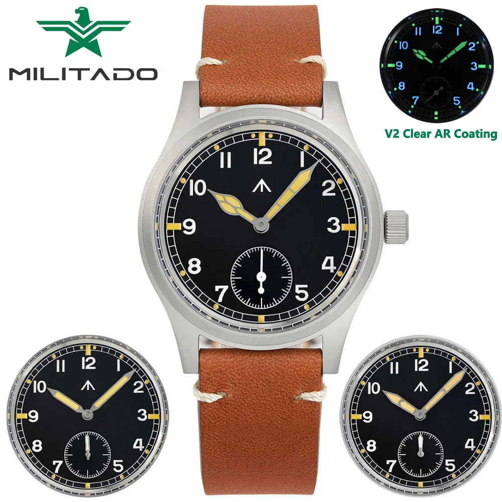 Militado D12 Retro Quartz Watch Men VD78 Movement Domed Sapphire Crystal Wristwatch 100m Waterproof Luminous 36mm Watches