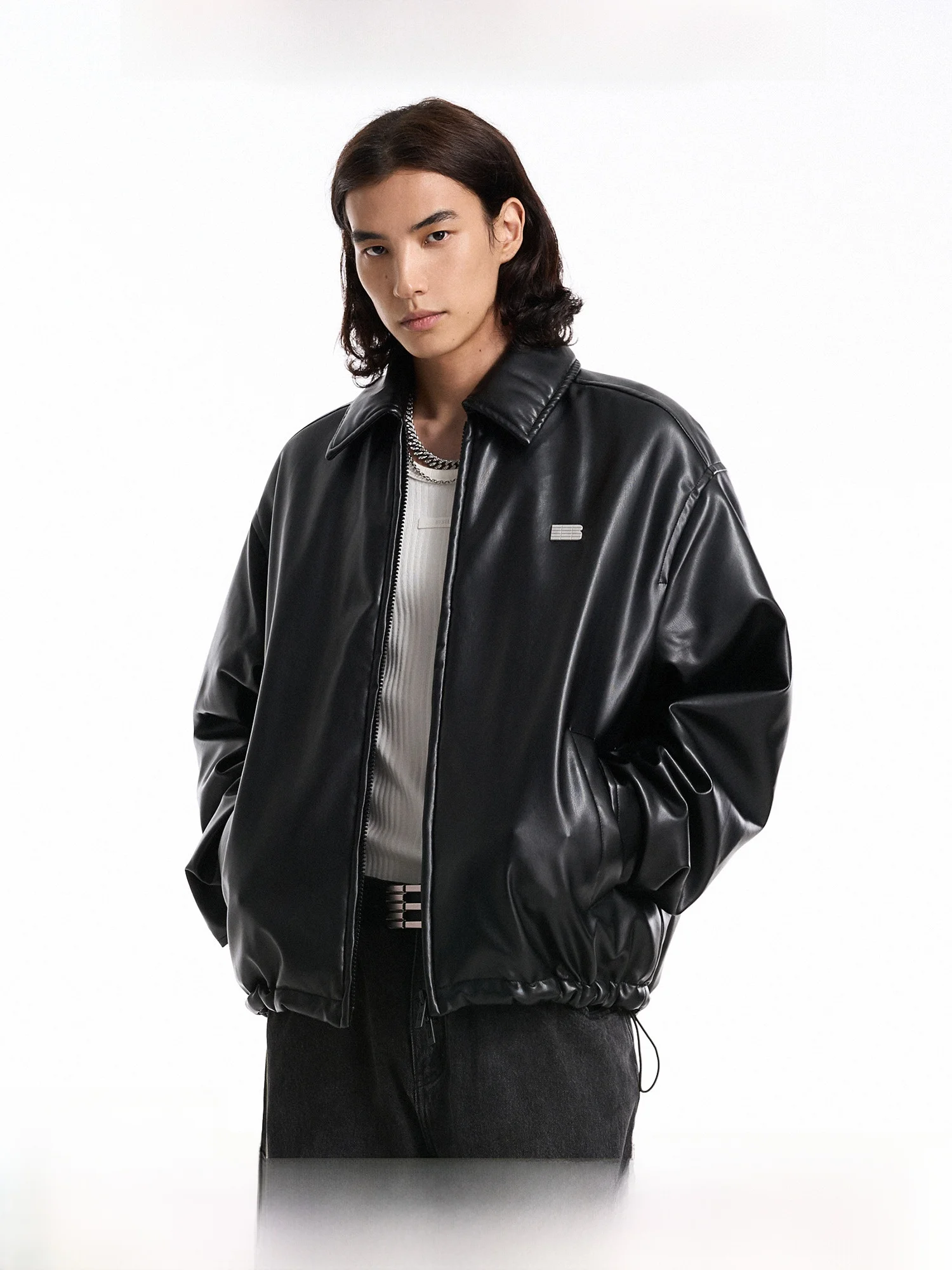 

BONEL id B-id Sponge Embroidery PU Leather Jaet ort Cotton Outerwear Casual Trendy Brand Top for Autumn Winter