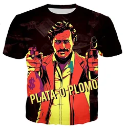 New Drug Lord Harajuku Street Oversized Top Pablo Escobar Drug Lord 3D Printed T-shirt Men's and Women's Fashion Casual T-shirt