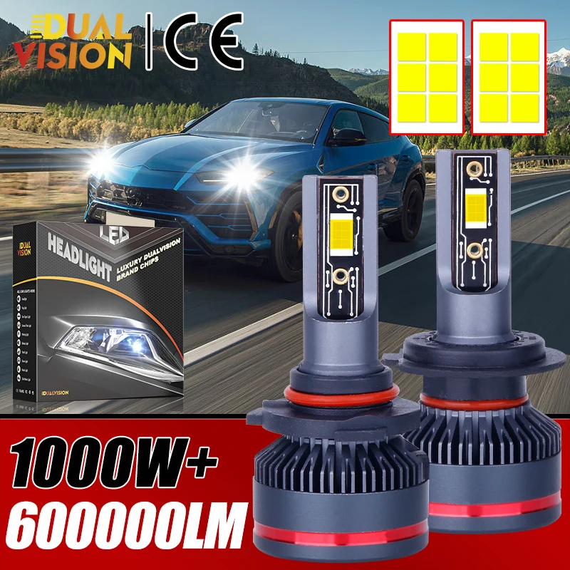 Dualvision 1000W 600000LM H7 H1 Led Bulb Canbus H8 H11 H9 Fog Light 9006 Hb4 9005 Hb3 9012 Lamps Plug&Play Auto 6500K Super Mini