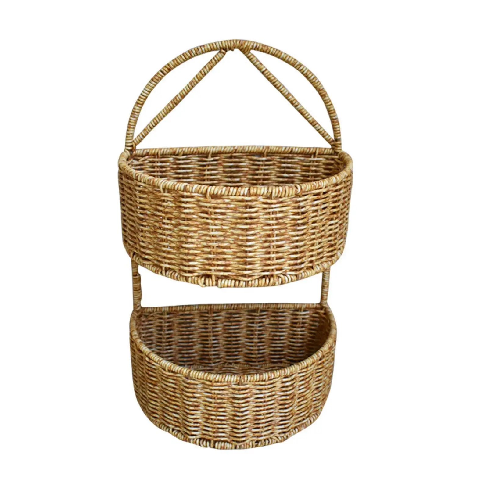 Wall Mounted Basket Rattan Look Hanging Organizer Basket Plastic Storage Basket for Kitchen Entryway