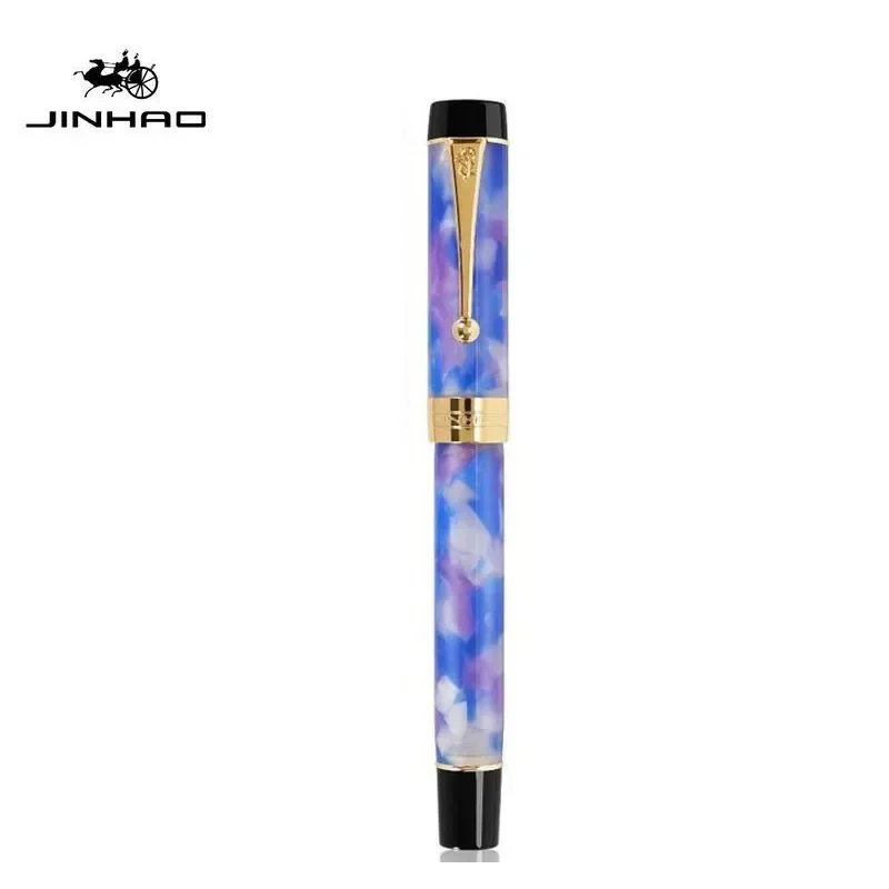 Jinhao 100 pena air mancur Resin warna transparan pena mewah M/F/EF/1.0mm Nib ekstra halus perlengkapan sekolah kantor hadiah alat tulis