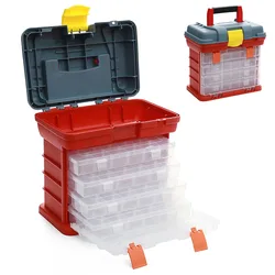 1PC Multifunctional Hardware Storage Box 4-layer Portable Parts Tool Box Transparent Plastic Boxe Fishing Accessories Tool Case