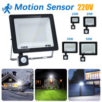 Searchlight With Motion Sensor 10W 20W 30W 50W 100W Led Spotlight Outside 220V Outdoor Led Projector Security Light Street Lamp
