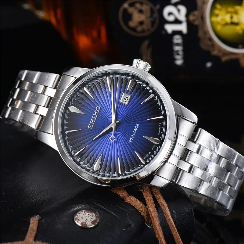 Original Seiko Cocktail Collection Fashion Business Men\'s Watch Stainless Steel Quartz Watch Men\'s Date Clock Watch