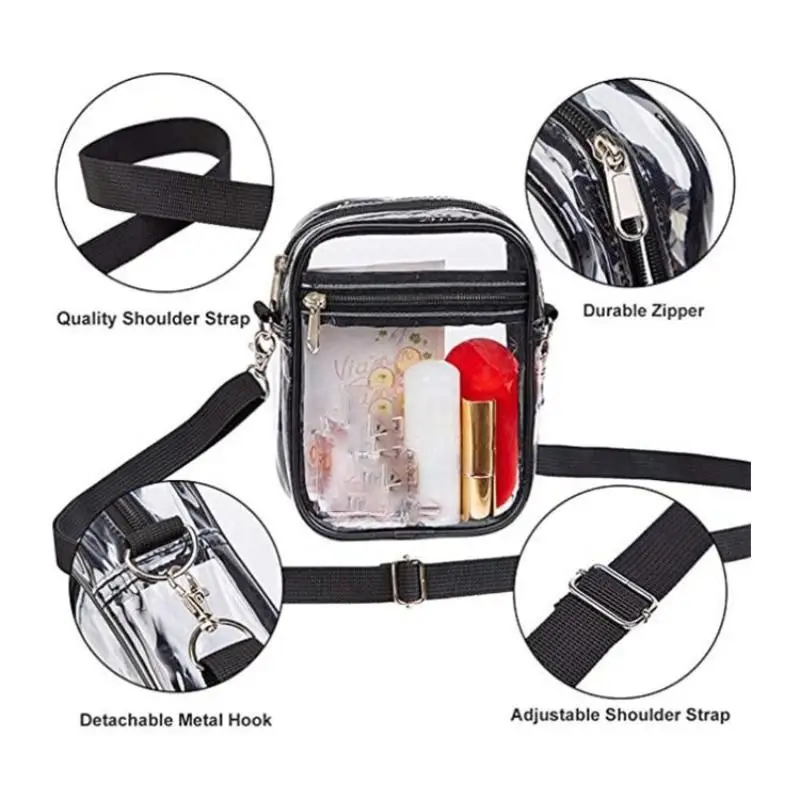 Clear Crossbody Purse Bag, Clear Bag Stadium Approved with Front Pocket for Concerts Sports Festivals