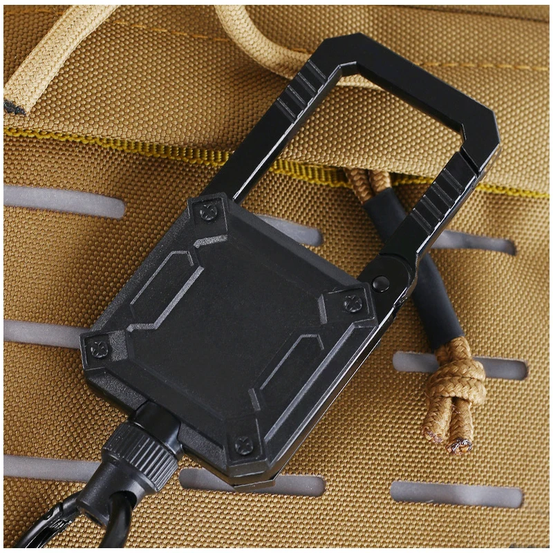 Tactical Retractable ID Badge Holder Key Real Heavy Duty Carabiner Keychain Steel Hanging Wire Rope Outdoor Travel Hike Backpack