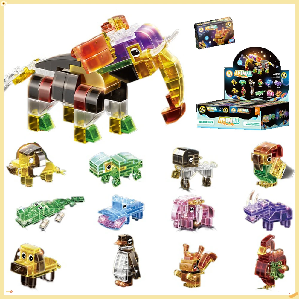 

Transparent Woolly Mammoth Tyrannosaurus Rex 12 in One Puzzle Assembly Building Block Toy Decorative Ornaments Children's Gifts