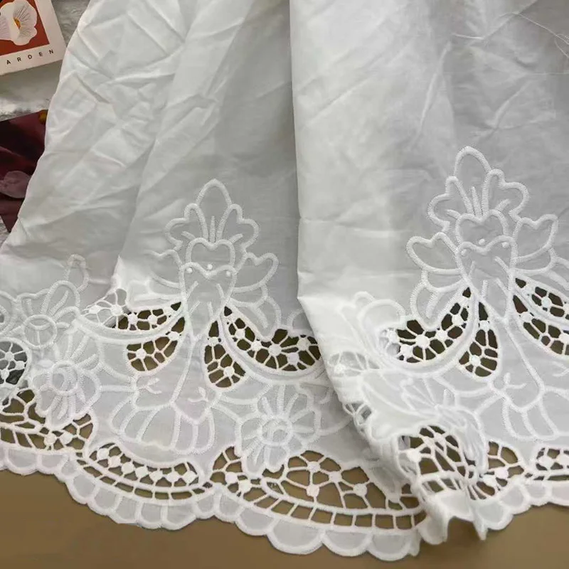 

New Water-Soluble Lace Embroidered Hollow Floral Cotton Fabric Designer Fabric for Women's Dress Handmade Accessories