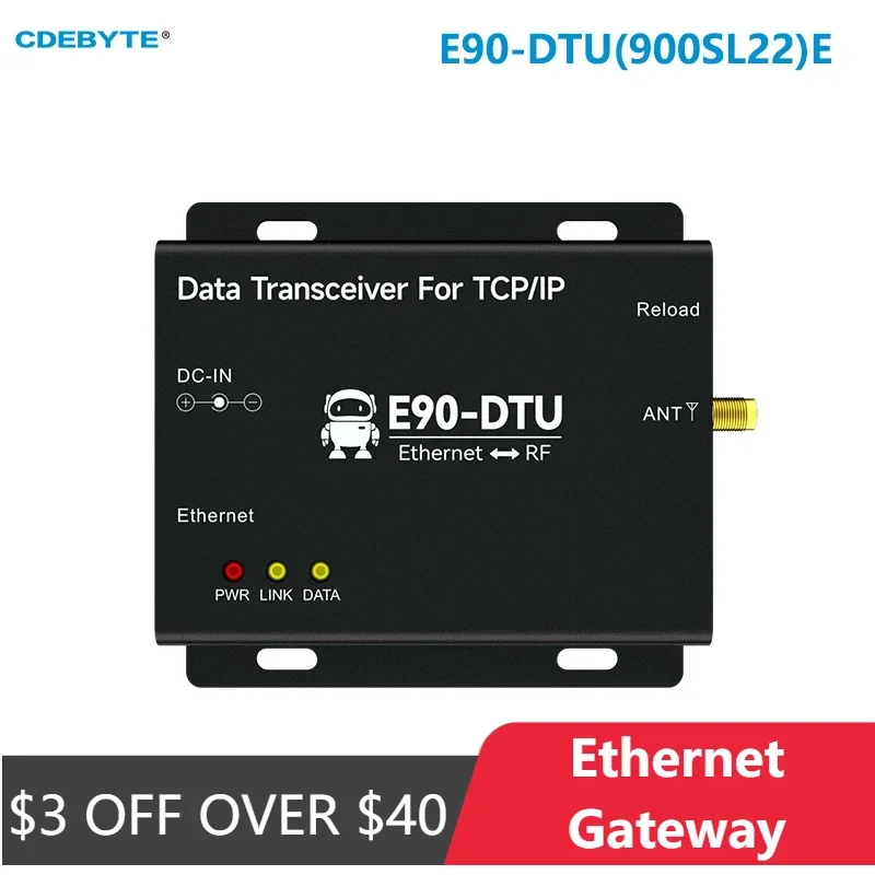 LoRa Wireless Data Transmission Gateway 868/915Mhz Ethernet Gateway 22dBm CDEBYTE E90-DTU(900SL22)E MQTT RSSI LBT Modbus