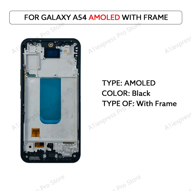 Amoled Lcd Voor Samsung Galaxy A54 5G A546 Lcd-Scherm Met Frame Digitaal Touchscreen Digitizer Assemblage A 546V A546u Reparatie Onderdeel