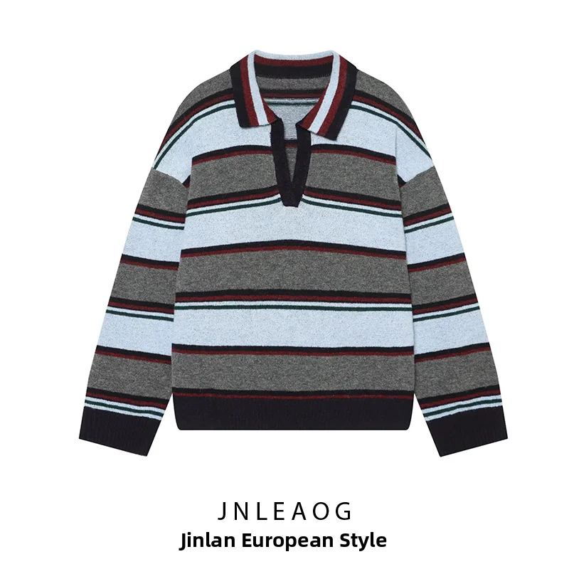 Comfortable Casual Striped Women's  Shirt JNLEAOG Autumn New Style Fashionable Breathable Polyester Long Sleeve Shirt