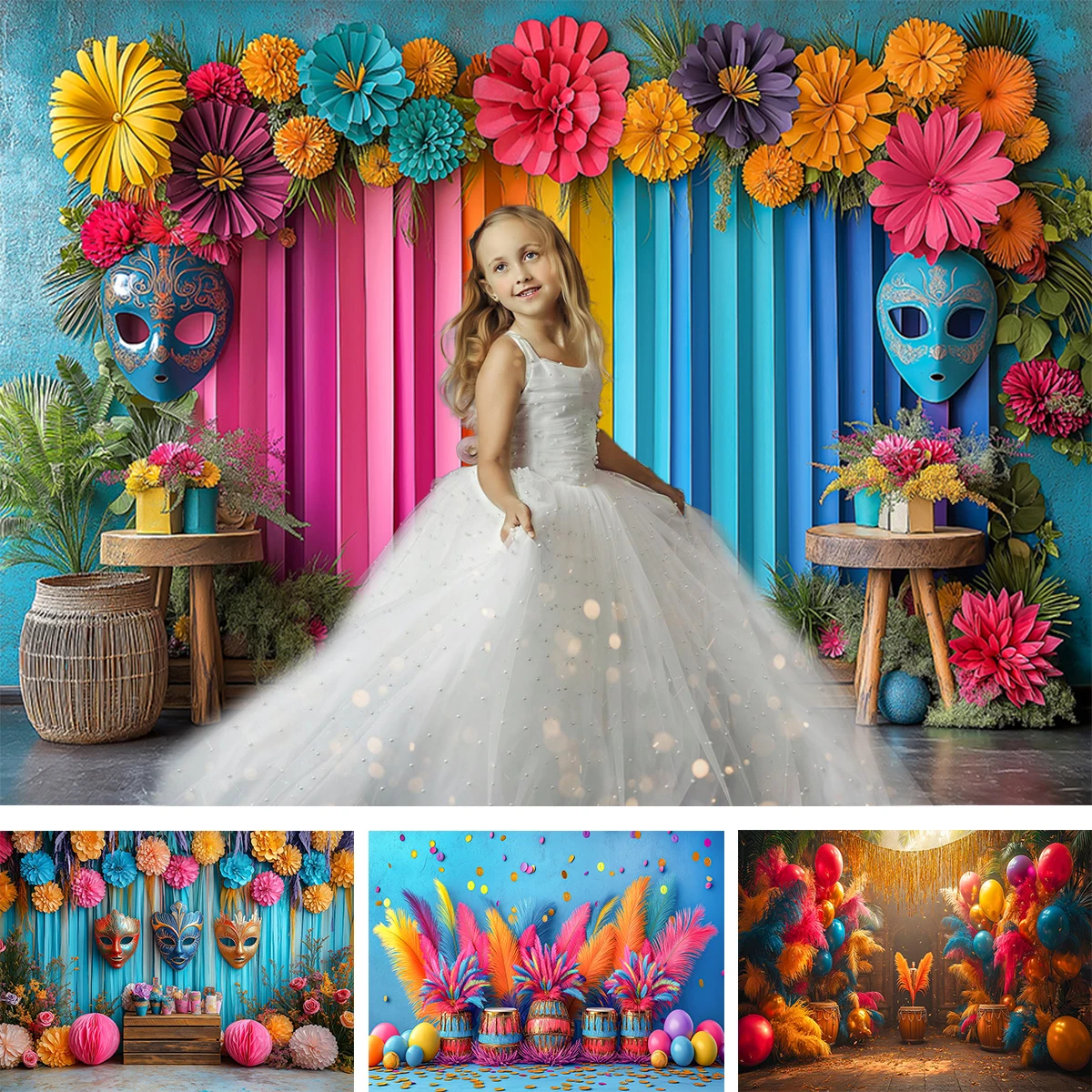

Carnival the Colorful Backdrop Adult Child Photocall Banner Mardi Gras Theme Backgrounds Baby Kids Photostudio