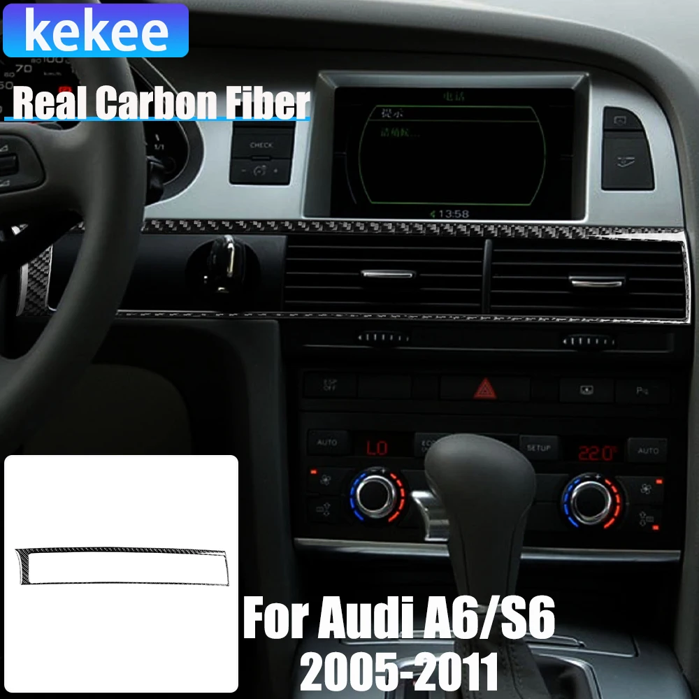 

Real Carbon Fiber Car Accessories Center Air Vent Trim Cover Soft Sticker For Audi A6/S6 C6 2005 2006 2007 2008 2009 2010 2011