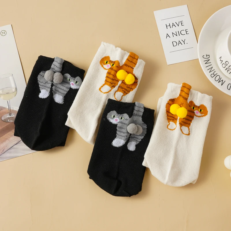 

Носки с 3d рисунком кота, носки средней длины, подарки, дышащие мягкие носки, трендовые вязаные носки в стиле Лолиты