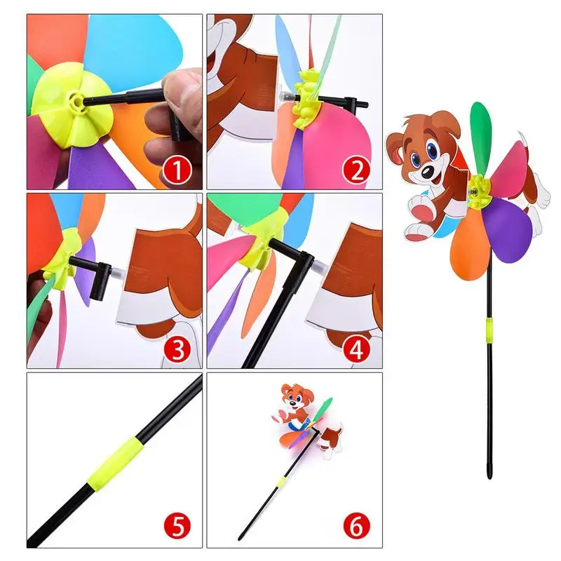 Garden Pinwheels Cartoon Animal Whirligigs Wind Spinner Windmill Toys Decorative Stakes Outdoor Gardening Whimsical Kids Gifts