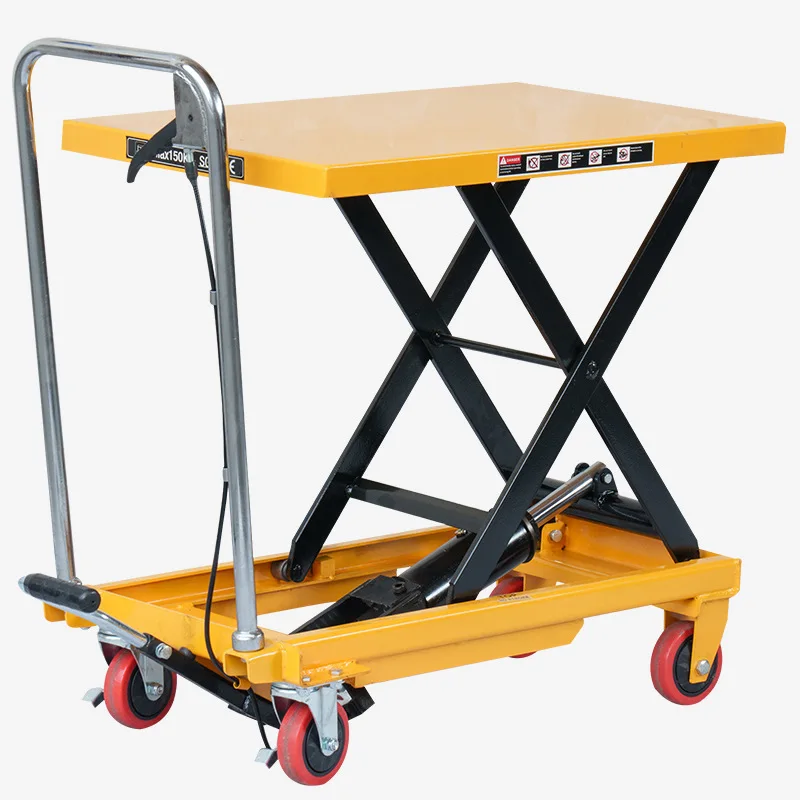 

Manual lifting platform truck scissor hydraulic lift loading and unloading