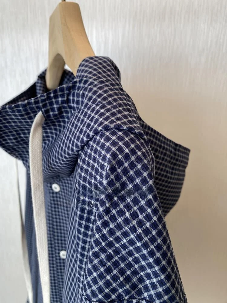 

Утягивающая синяя клетчатая куртка с капюшоном irt Jaet, женская свободная японская одежда Long Sve, осенняя верхняя одежда, повседневная мода