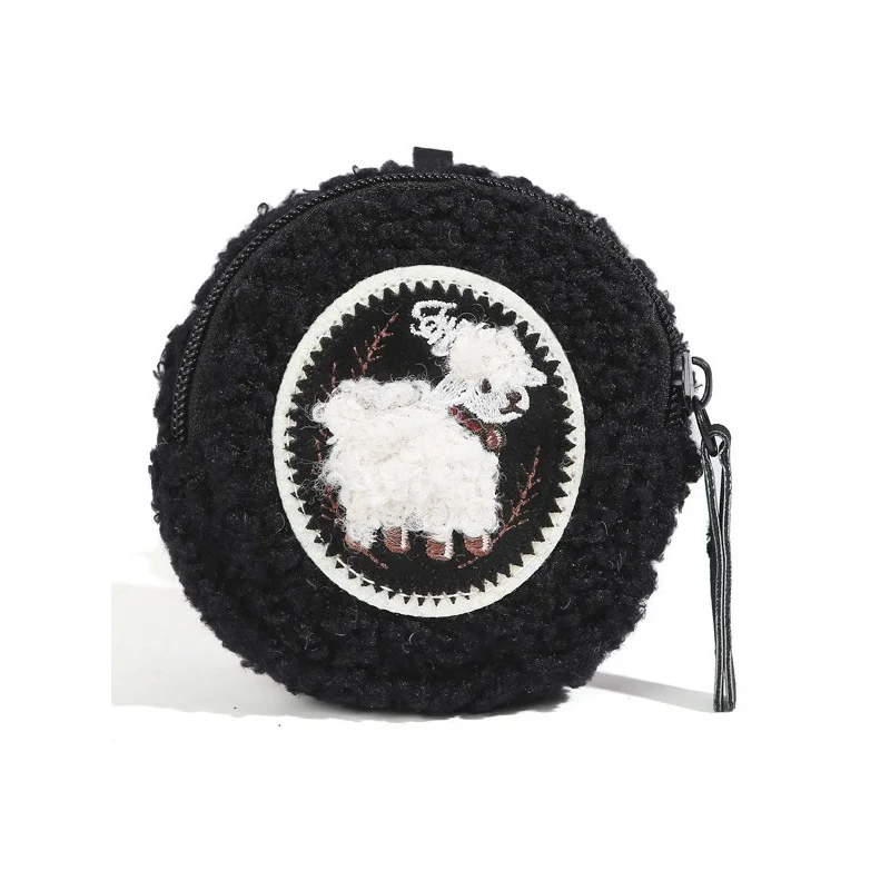 Niche Design Lamb Wool Earphone Coin Purse Portable Simple Hanging Coin Purse