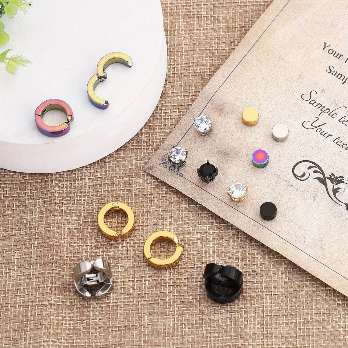 1-12 Pairs Magnetic Stud Earrings For Men, Stainless Steel Magnetic Clip On Earrings, Non Piercing Earrings Unisex view 3