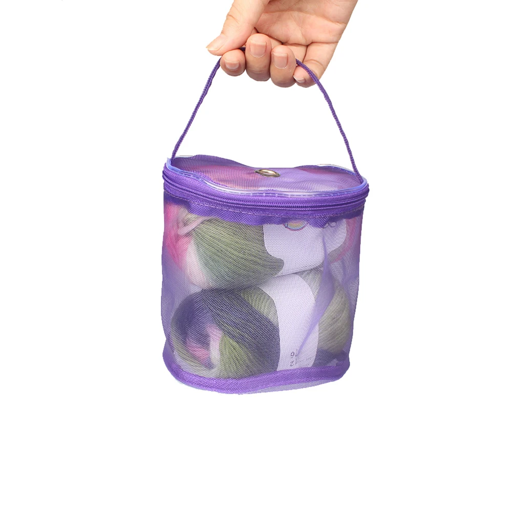 

Yarn Storage Bag Mesh Knitting Pouch Crochet Hooks Organizer Durable Nylon Clear View Carry Handle Thread Accessories Sizing S