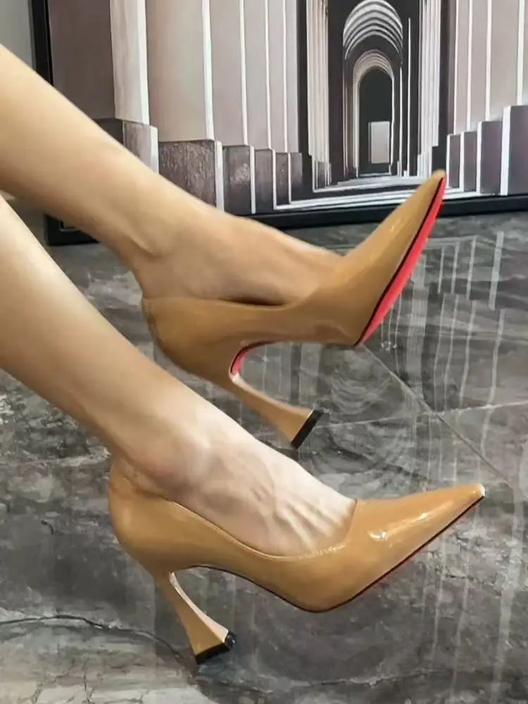 2026 neue Design High Heels Schuhe Spitz Frauen Pumpen Street Style Flach Slip auf Party Kleid Weibliche Einzelne Schuhe rote Pumpen – Detail 14
