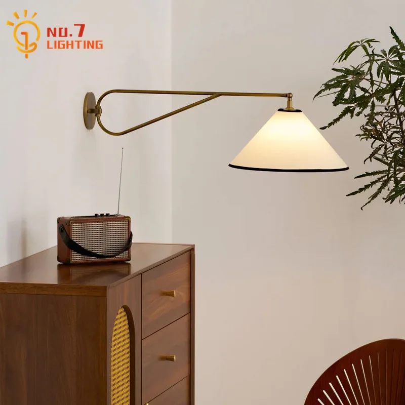 French Medieval Rocker Arm Rotatable Wall Lamp LED E27 American Simple Decorative Wall Mounted Living Room Hotel Bedroom Bedside